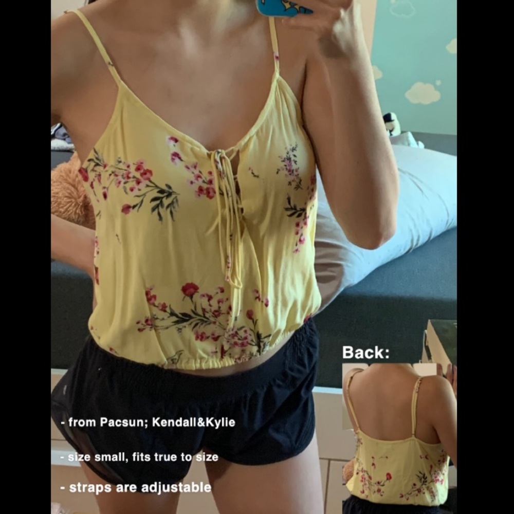 Pacsun yellow floral tank top